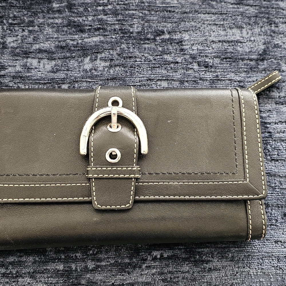 Coach Black Wallet with Silver Buckle